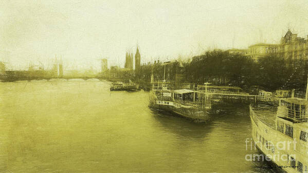 London Art Print featuring the digital art Thames West by Roger Lighterness