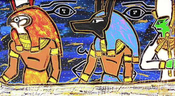  Art Print featuring the painting The Boat Of Ausar Passing Through The Underworld by Odalo Wasikhongo
