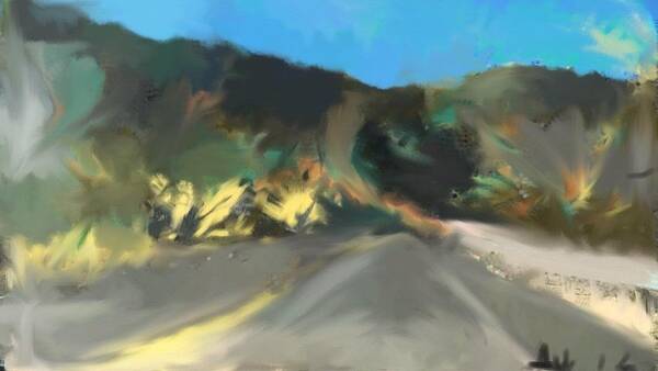Landscape Art Print featuring the painting The Road Through Davis Mountains #2 by Angela Weddle