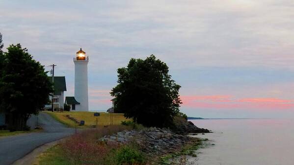 Cape Vincent Art Print featuring the photograph Tibbetts Point Light Sunset by Dennis McCarthy