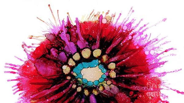 Alcohol Ink Art Print featuring the painting Variation on Pink Shadow by Beth Kluth
