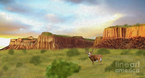 Deer Art Print featuring the digital art Western Whitetail Deer by Walter Colvin