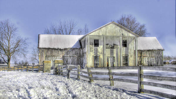 Landscape Art Print featuring the photograph Winter Barn 3 by Sam Davis Johnson
