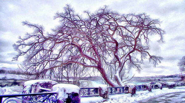 Tree Art Print featuring the digital art Winter In Niagara 2 by Leslie Montgomery
