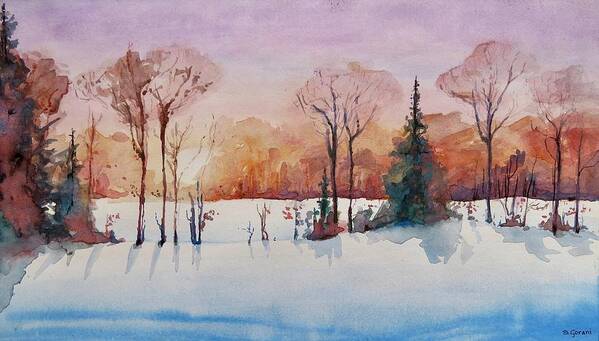 Painting Art Print featuring the painting Winter Sunrise by Geni Gorani