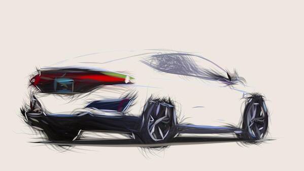 Honda Art Print featuring the digital art Honda FCV Draw #1 by CarsToon Concept
