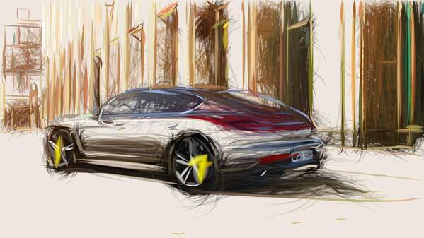 Porsche Art Print featuring the digital art Porsche Panamera Turbo S Drawing #2 by CarsToon Concept