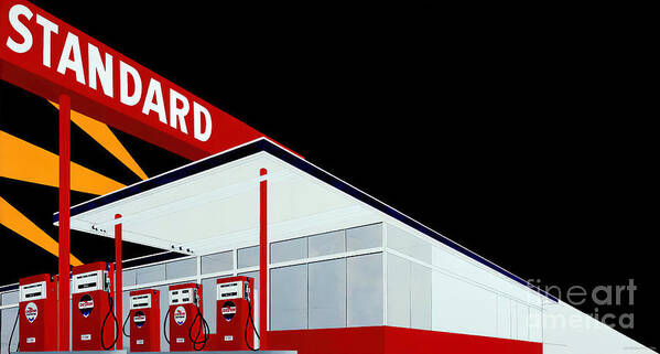 Vintage Art Print featuring the mixed media 1966 Standard Gas Station Art by Edward Ruscha