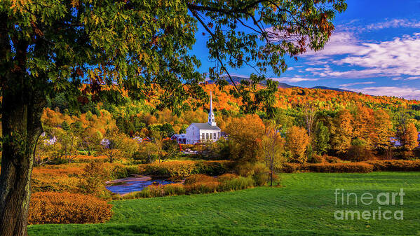 Vermont Art Print featuring the photograph Stowe Community Church #2 by Scenic Vermont Photography