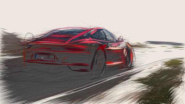 Porsche Art Print featuring the digital art Porsche 911 GTS Drawing #5 by CarsToon Concept