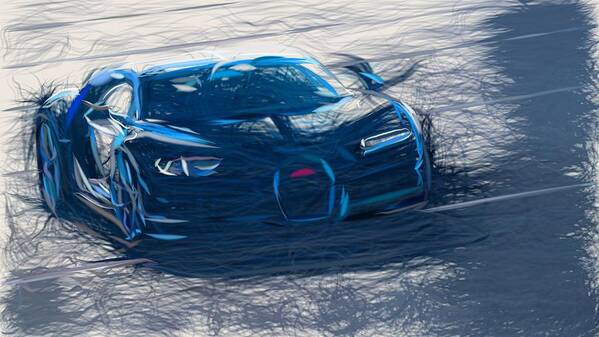 Bugatti Art Print featuring the digital art Bugatti Chiron Drawing #10 by CarsToon Concept
