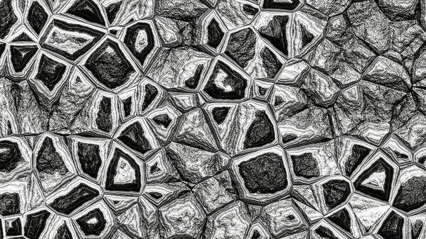 Rock Wall Art Print featuring the digital art Abstract Silver Stone Wall by Don Northup