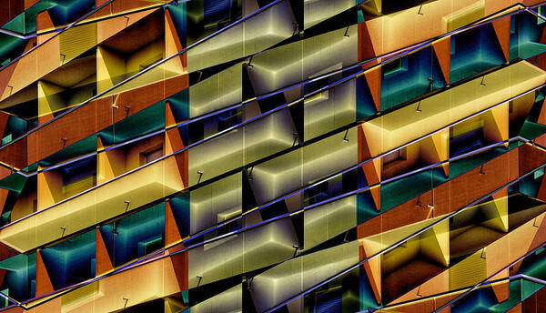 Color Art Print featuring the photograph Balconies In Abstract by Jois Domont ( J.l.g.)