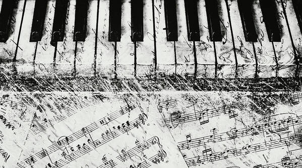 Piano Art Print featuring the painting Black and White Piano Keys by Dan Meneely
