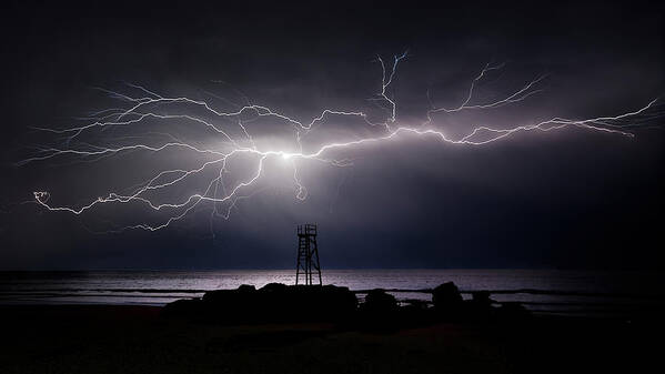 Lightning Art Print featuring the photograph Bolt From The Black by Andrew Styan