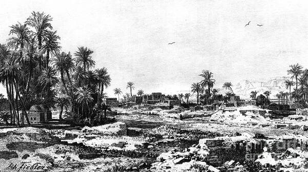Engraving Art Print featuring the drawing Borough Of Karnak, Egypt, 1881. Artist by Print Collector