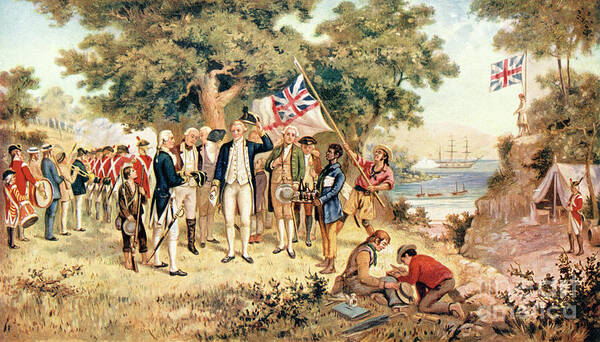People Art Print featuring the drawing Captain James Cook Taking Possession by Print Collector