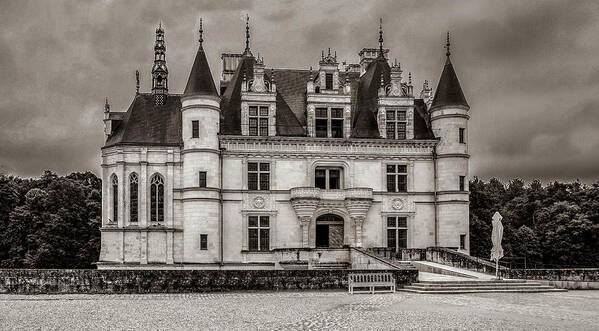 France Art Print featuring the photograph Chateau Chenonceau, Sepia Version by Marcy Wielfaert