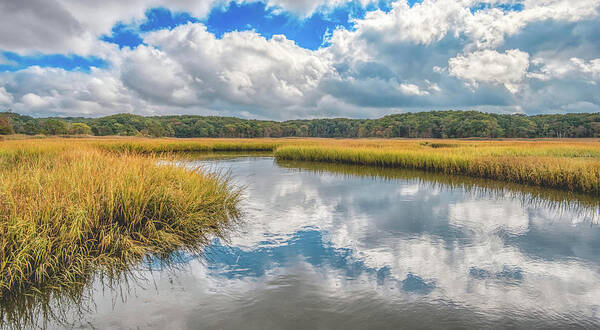 Cheesequake Art Print featuring the photograph Cloudy Day At The Estuary by Gary Slawsky