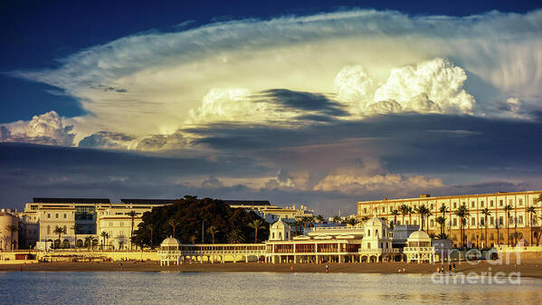 Famous Art Print featuring the photograph Cloudy Sky over La Caleta Spa Cadiz by Pablo Avanzini