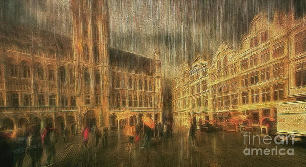 La Grande Place Art Print featuring the photograph Deluge by Leigh Kemp
