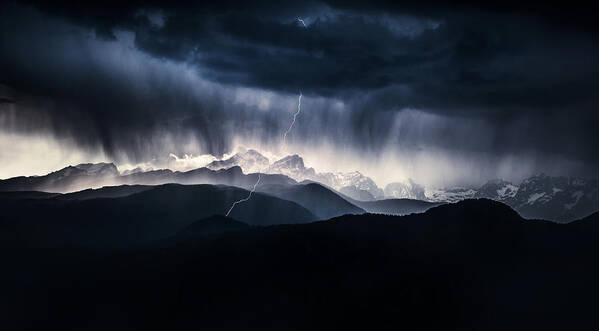 Storm Art Print featuring the photograph Drama In The Mountains by Ales Krivec