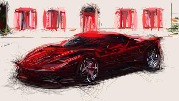 Ferrari Art Print featuring the digital art Ferrari SP38 Drawing by CarsToon Concept