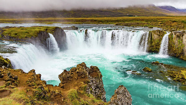 Waterfall Art Print featuring the photograph Godafoss waterfall, Iceland by Lyl Dil Creations
