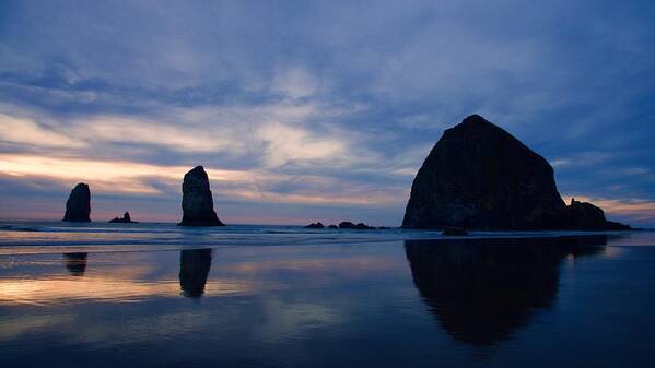 Oregon Art Print featuring the photograph Haystack Rock at Dusk by Todd Kreuter