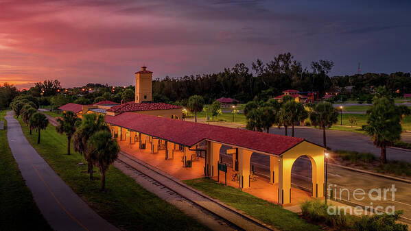 Legacy Trail Art Print featuring the photograph Historic Train Depot in Venice, Florida by Liesl Walsh