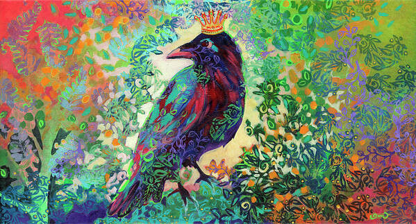 Raven Art Print featuring the painting King for a Day by Jennifer Lommers
