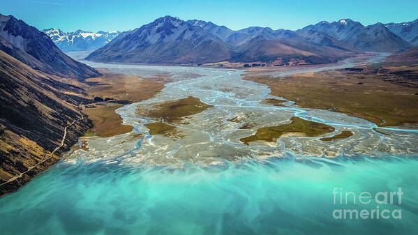 Tekapo Art Print featuring the photograph Lake Tekapo and Southern Alps, New Zealand by Lyl Dil Creations