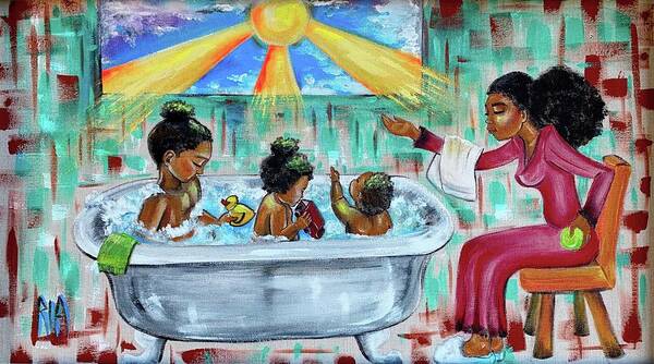 Mother Art Print featuring the painting Lessons From Mommy by Artist RiA