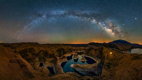 Reflection Art Print featuring the photograph Milky Way Over Reflection Canyon by Hua Zhu