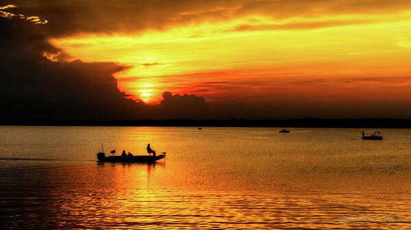 Sunset Art Print featuring the photograph On the Lake at Sunset by Christopher Holmes