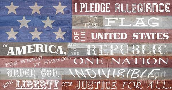 Pledge Allegiance Flag Republic Liberty Justice United States America Art Print featuring the digital art Pledge of Allegiance by Ken DePue