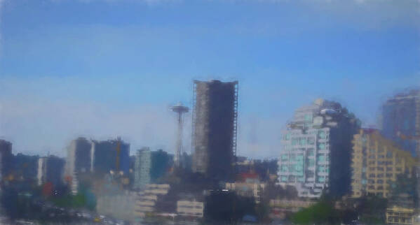 Seattle Art Print featuring the photograph Seattle Skyline digital pastels by Cathy Anderson