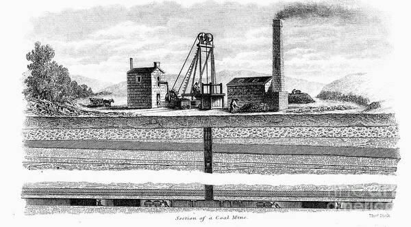 Engraving Art Print featuring the drawing Section Of A Coal Mine, 1860. Artist by Print Collector