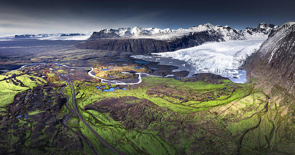 Panorama Art Print featuring the photograph Skaftafell by Karol Nienartowicz