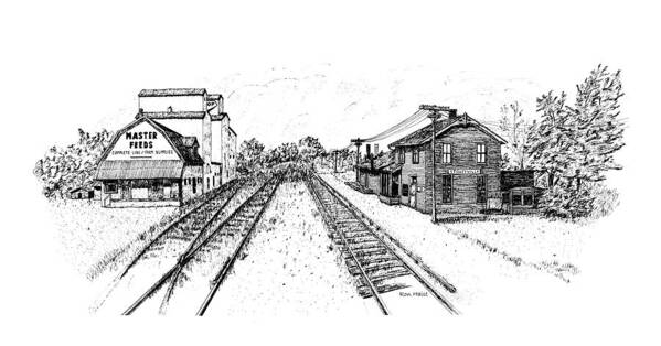 Train Art Print featuring the drawing Stouffville Station by Ron Haist