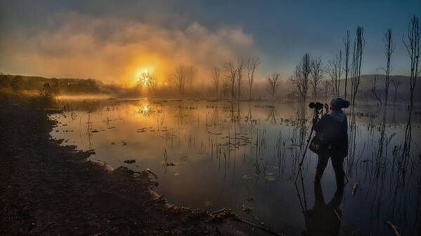 Sunrise
Fog
Photographer
Lake Art Print featuring the photograph Sunrise Through The Fog by Emanuel Papamanolis