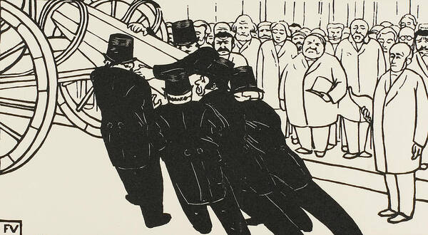 19th Century Art Art Print featuring the relief The Coffin Bearers by Felix Edouard Vallotton