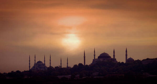 Scenics Art Print featuring the photograph Turkey, Istanbul, Blue Mosque And Hagia by Daryl Benson