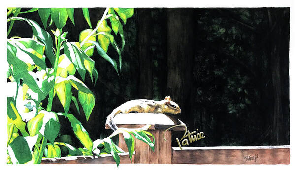 Chipmunk Art Print featuring the painting Lazy Summer Days #1 by Patrice Clarkson