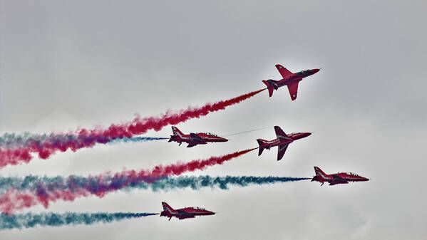 Red Arrows Art Print featuring the photograph Red Arrows Display #1 by Jeremy Hayden