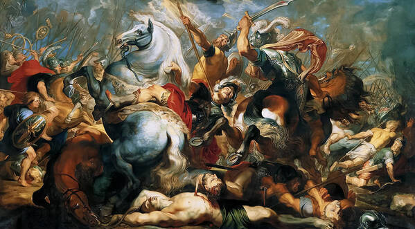 Peter Paul Rubens Art Print featuring the painting The Death of Decius Mus by Peter Paul Rubens by Mango Art