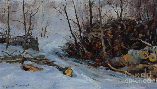 Gustav Wentzel Art Print featuring the painting Winter landscape #1 by O Vaering by Gustav Wentzel