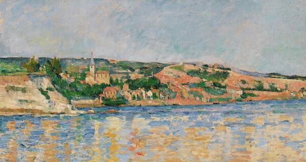Paul Cezanne Art Print featuring the painting Village at the Water's Edge #3 by Paul Cezanne