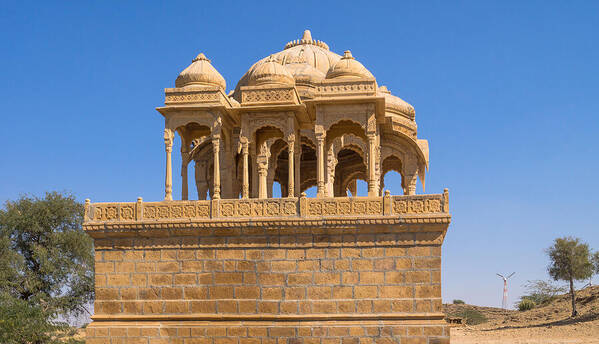 Jaisalmer Art Print featuring the photograph Royal Cenotaphs at Bada Bagh | Jaisalmer | Rajasthan | India #3 by (c) HADI ZAHER