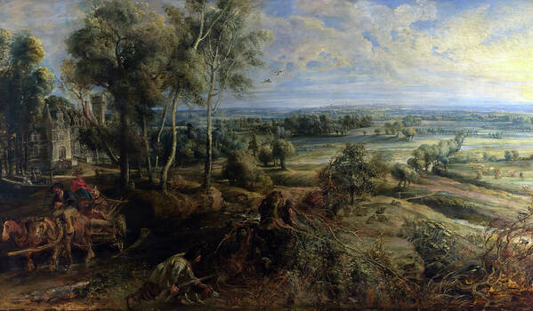 Rubens Art Print featuring the painting A View of Het Steen in the Early Morning by Peter Paul Rubens by Mango Art